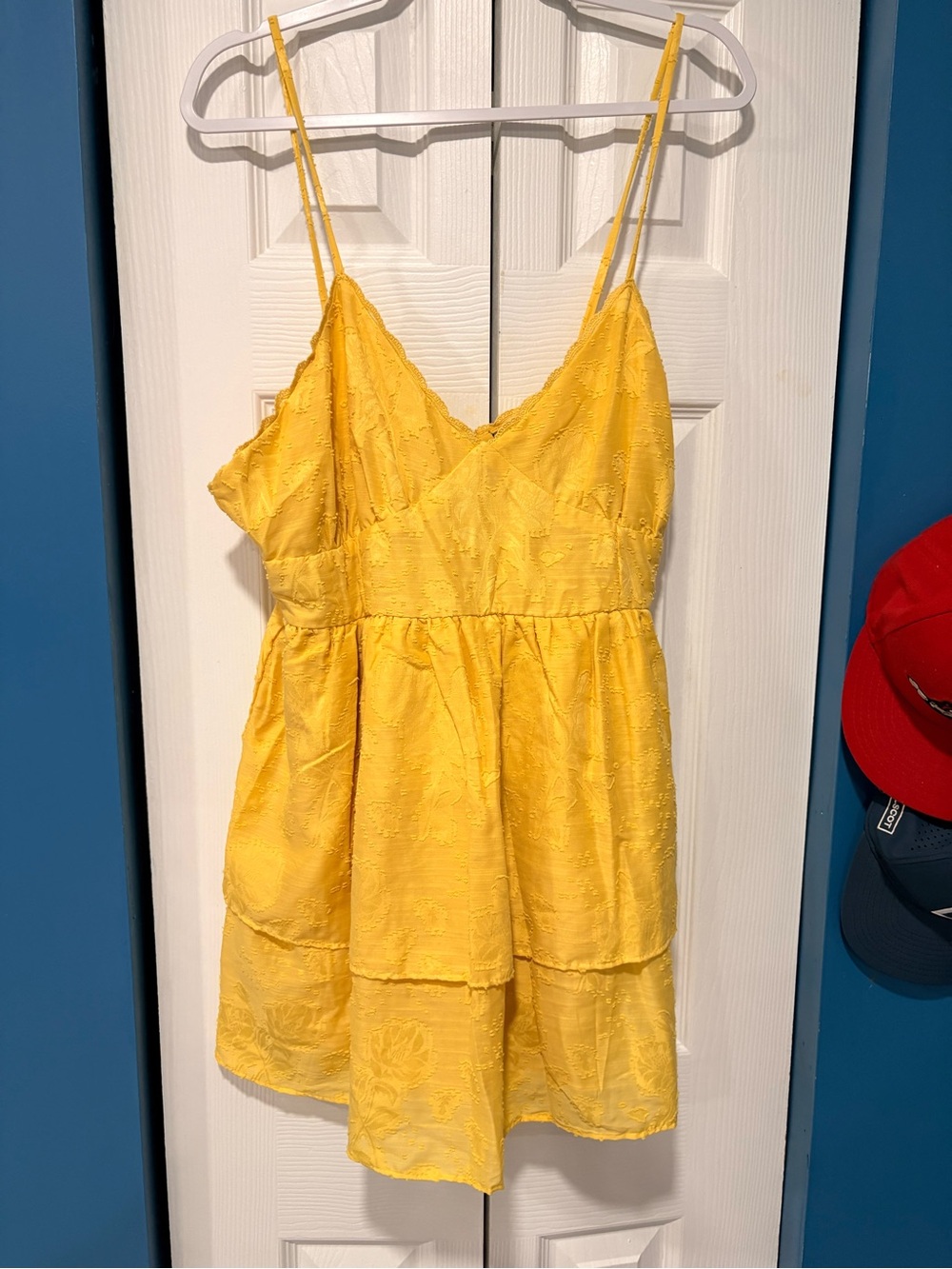 Wild Fable Yellow Floral Textured Babydoll Mini Dress XL